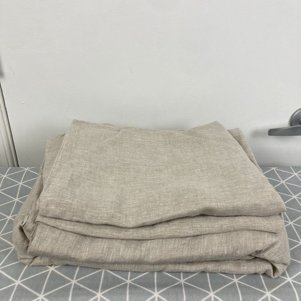 Quince European Linen Chambray Duvet Cover Set with 2 Shams Full/Queen Natural - Picture 5 of 7